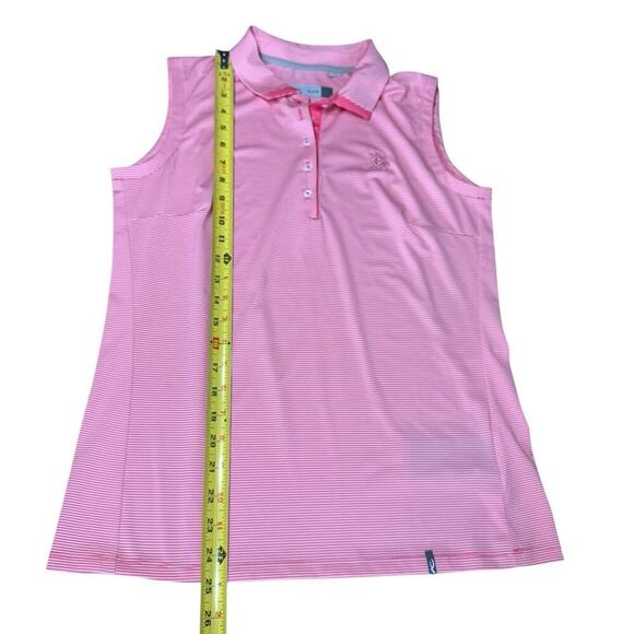 KJUS Shirt Women's Sina Pink White Stripe M golf Polo Preppy Prep Athleisure - Picture 10 of 10